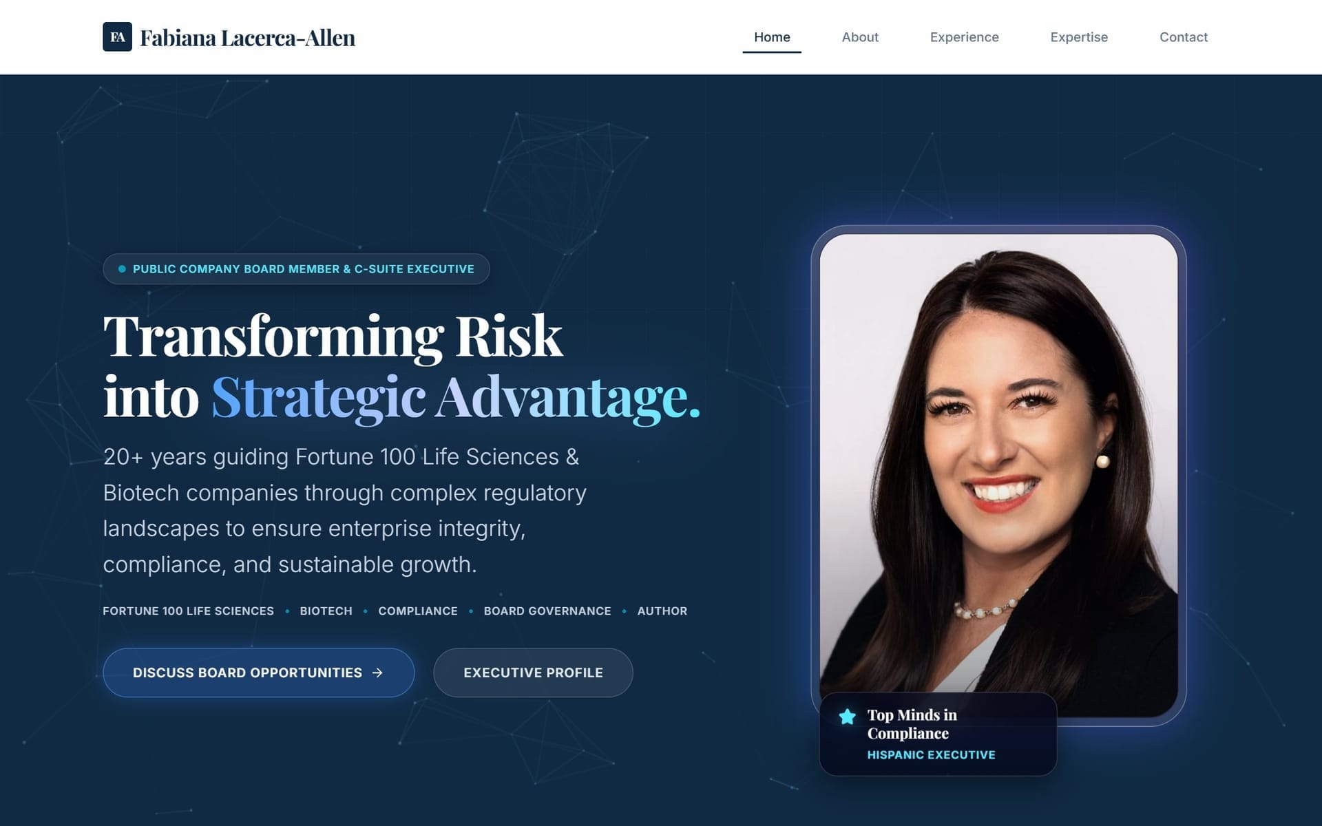 Example board member & executive website we built for a client