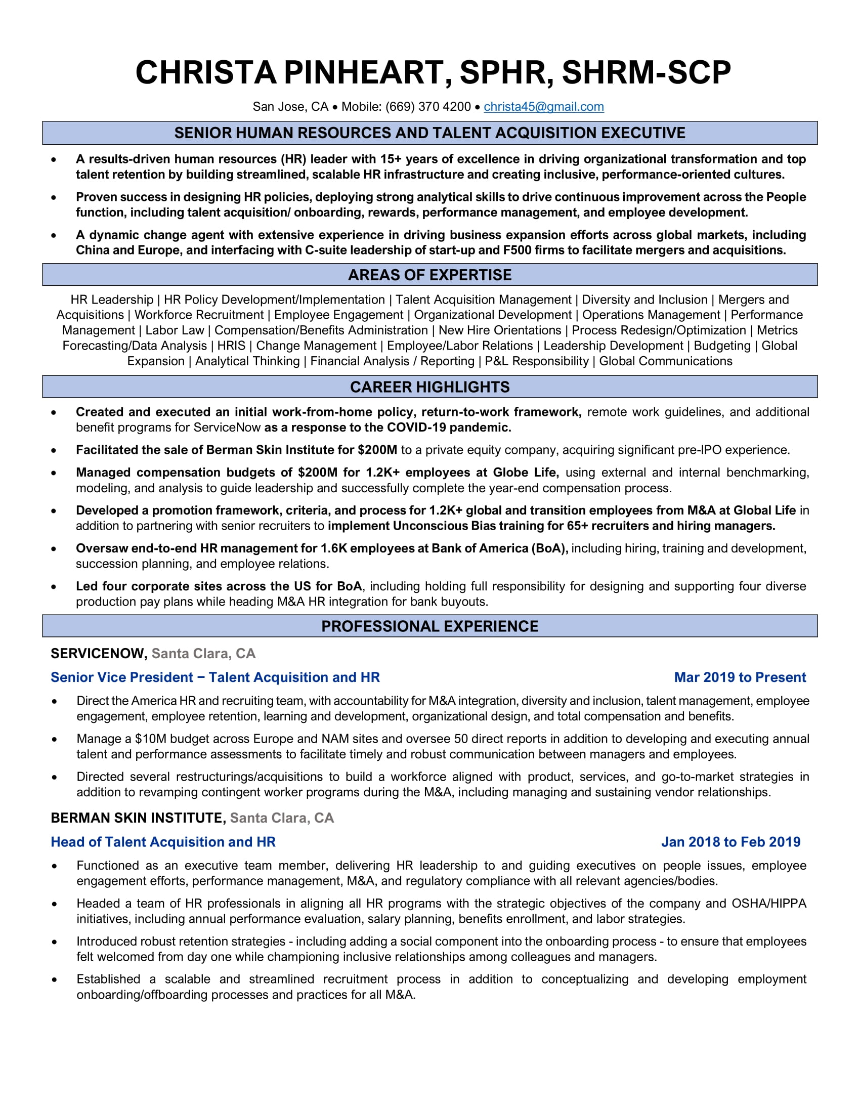 VP of Human Resources & Talent Strategy